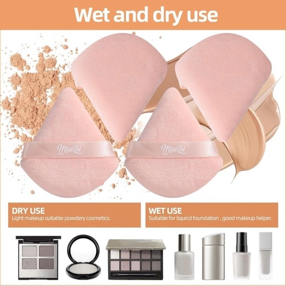 NIB Miss Lil 6-Piece Beige Powder Puff Make-up Set - Picture 9 of 9